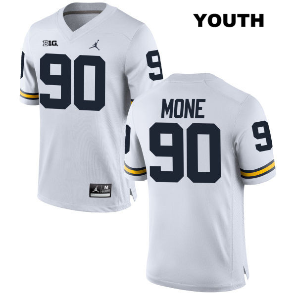 Youth NCAA Michigan Wolverines Bryan Mone #90 White Jordan Brand Authentic Stitched Football College Jersey EP25K57YX